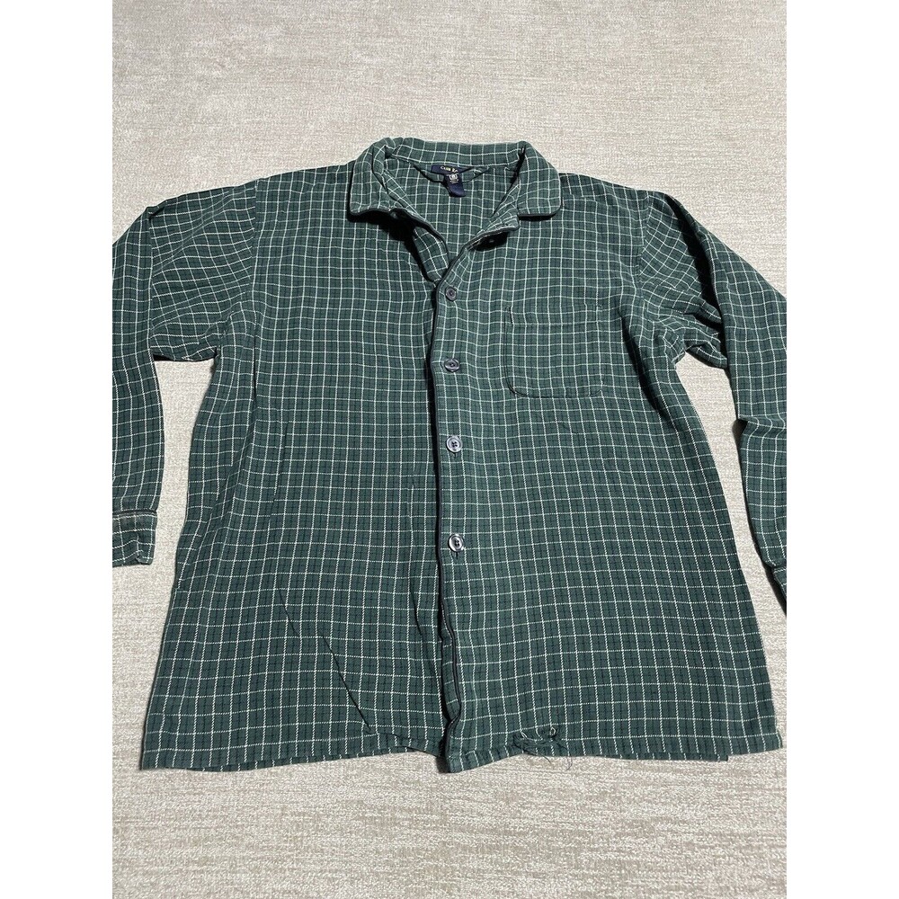 Club Room Shirt Men’s Medium Long Sleeve Button Up Green Checkered Cotton